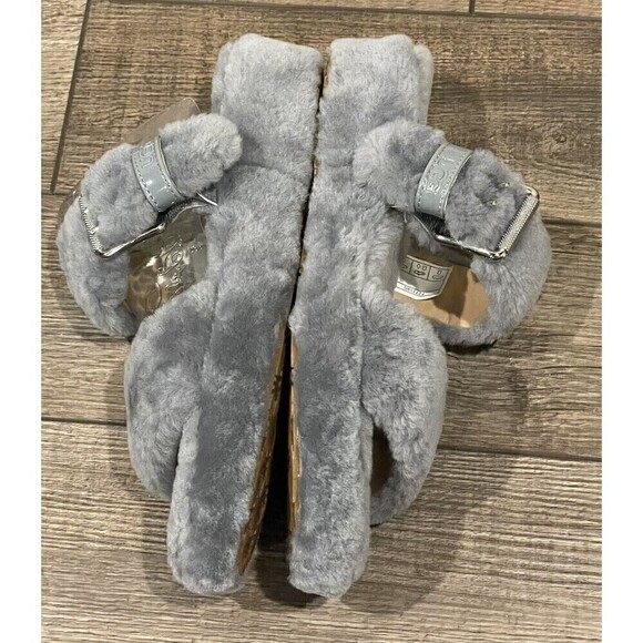 UGG Fuzz Yeah Womens Gray Sheepskin Platform Slides Slippers 1104662 Sz 10 NWOB - Picture 10 of 16